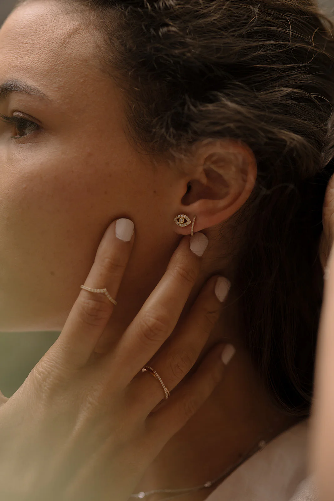 Evil Eye Diamond Earrings - Image 5